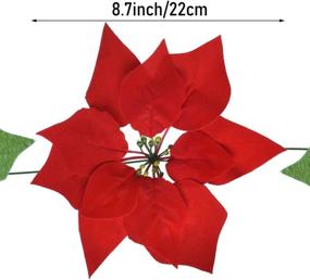 img 3 attached to 🎄 Christmas Red Poinsettia Garland with Holly Leaves and Berries - Festive Holiday Decorations for Christmas Party and Front Door Wreath