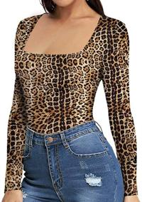 img 2 attached to 👗 MANGOPOP Square Bodysuit Jumpsuit for Women - Trendy Women's Clothing in Bodysuits