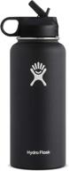 🥤 hydro flask vacuum insulated stainless steel water bottle wide mouth with straw lid - 40-ounce, black: stay hydrated in style! логотип