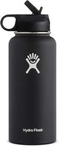 img 4 attached to 🥤 Hydro Flask Vacuum Insulated Stainless Steel Water Bottle Wide Mouth with Straw Lid - 40-Ounce, Black: Stay Hydrated in Style!