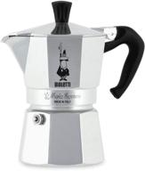 bialetti 1-cup moka pot: authentic aluminum silver espresso maker logo