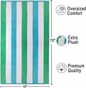 img 3 attached to 🏖️ Premium 100% Turkish Cotton Luxury Beach Towels - Ultra-Plush, Super Absorbent, Quick-Dry - Extra Large 40"x70" Cabana Stripe Towels - Ideal for Pool, Swim, Beach - Blue Green (630 GSM)