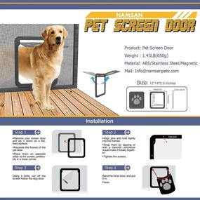 img 1 attached to 🚪 NAMSAN Pet Door for Screen Door - Doggy Door Protector Slide with Magnetic Flap - Automatic Close & Lockable - Cat Door Screen Gate