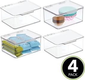 img 3 attached to 🗄️ mDesign Clear Plastic Stackable Square Food Storage Bin Drawer Organizer with Lid - 4 Pack