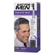 just for men touch of gray, salt and pepper look hair color for men with comb applicator - black, t-55 (packaging may vary) logo