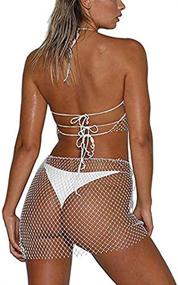 img 1 attached to 👙 JRPONY Rhinestone Fishnet Swimwear: Premium Women's Clothing for Swimsuits & Cover Ups