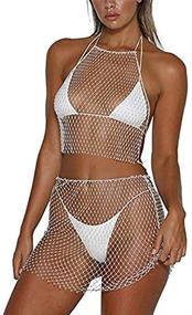 img 2 attached to 👙 JRPONY Rhinestone Fishnet Swimwear: Premium Women's Clothing for Swimsuits & Cover Ups