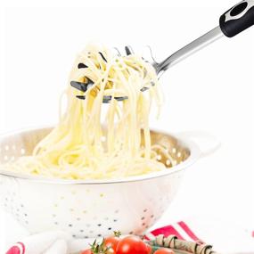 img 1 attached to 🍝 Optimized Black &amp; Silver Slotted Spaghetti and Pasta Server by Orblue