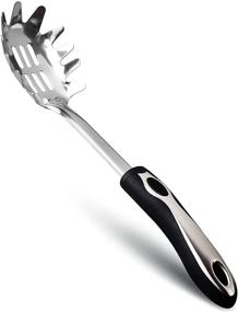 img 4 attached to 🍝 Optimized Black &amp; Silver Slotted Spaghetti and Pasta Server by Orblue