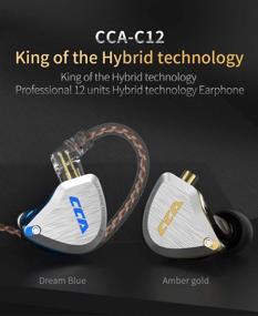 img 3 attached to Enhance Your Musical Experience with CCA C12 Amber Gold In-Ear Monitors - 5BA+1DD Hybrid HiFi Stereo Noise Isolating IEM Wired Earphones/Earbuds/Headphones