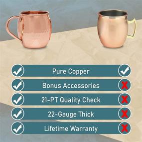 img 2 attached to 🍹 Mule Science Authentic Moscow Mule Copper Mugs Gift Set - 4 Mugs (16oz) + Straws, Coasters, Shot Glass, Spoon & Brush - No-Lining Interior & Food Grade