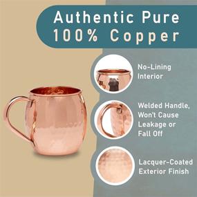 img 1 attached to 🍹 Mule Science Authentic Moscow Mule Copper Mugs Gift Set - 4 Mugs (16oz) + Straws, Coasters, Shot Glass, Spoon & Brush - No-Lining Interior & Food Grade