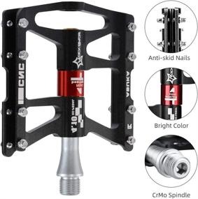 img 2 attached to 🏻 ROCKBROS Advanced 4 Bearings Mountain Bike Pedals: High-performance Platform Alloy Pedals for Flat Riding, 9/16