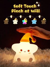 img 2 attached to Silicone Baby Night Light: Portable Star Lamp for Kids Room - Perfect Bedroom Decor, Ideal Toddler Girls Night Light and Nursery Kawaii Cute Night Light - Star Birthday Gift!