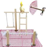 🦜 natural wood bird cage gym playset with climbing ladder, swing toy, rope perch | ideal for parakeets, cockatiels, conures, lovebirds, finches, african greys, macaws, amazons, and budgies логотип