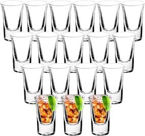 img 4 attached to YULEER Shot Glass Set - 18 Clear Heavy Base 1-Ounce Whiskey Glasses for Perfect Shots