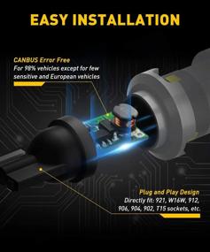 img 1 attached to 🔦 AUXITO 921 912 Лампа LED с технологией Canbus без ошибок, 2400 люменов и 2020 SMD для заднего света, 6500K Ксенон белый.