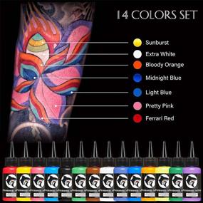 img 2 attached to 💉 14-Piece Tattoo Ink Set 1 oz 30ml/Bottle - Pigment Kit for 3D Makeup, Beauty, Skin, and Body Art