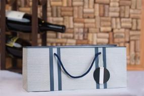 img 2 attached to 👜 Simply Charmed Wine Bags - Stylish White with Basket Weave Pattern (3) and Navy Stripes (3) - Purse Style Carriers