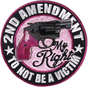 img 1 attached to Empowering Women: Officially Licensed Originals My Right, The 2nd Amendment, Anti-Victimization Patch - Saw/Iron-On, 3.5" - Ladies Pink Gun