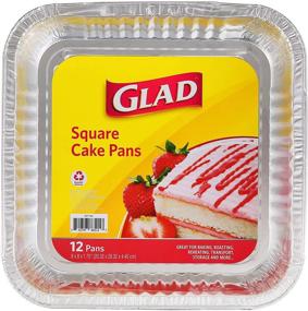 img 4 attached to Готовая посуда Glad для выпечки квадратных тортов диаметром 8 дюймов - упаковка из 12 штук, алюминий, идеально подходит для выпечки, запекания и разогрева - отлично подходит для тортов, брауни, запеканок и лазаньи - размеры: 8'' х 8'' х 1.75''