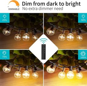 img 1 attached to Solar Outdoor String Lights Remote Control: 50Ft Dimmable Globe String Light with 25 Shatterproof G40 Bulbs + IP45 Waterproof + 4 Light Modes – Buy Now!