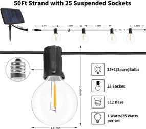 img 3 attached to Solar Outdoor String Lights Remote Control: 50Ft Dimmable Globe String Light with 25 Shatterproof G40 Bulbs + IP45 Waterproof + 4 Light Modes – Buy Now!