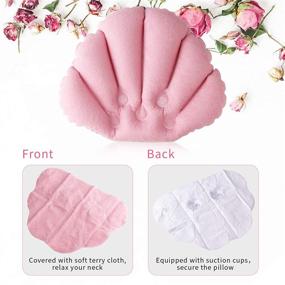 img 2 attached to 🛁 Sansheng 4pcs Bath Pillows for Tub: Luxurious Terry Cloth Headrest with Suction Cups - Inflated Neck Support for Ultimate Comfort in Pink & Blue