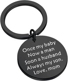 img 4 attached to FEELMEM Keychain Husband Wedding Baby Black