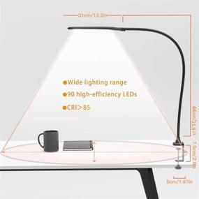 img 1 attached to 💡 YOUKOYI Swing Arm Desk Lamp with Clamp - Stepless Dimming, 3 Color Modes, Touch Control - Ideal for Study, Reading, Office, Work (Black)