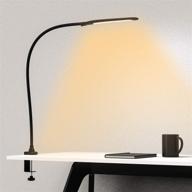 💡 youkoyi swing arm desk lamp with clamp - stepless dimming, 3 color modes, touch control - ideal for study, reading, office, work (black) логотип