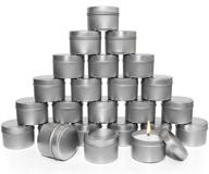 coymos candle tins, 24 piece set - high quality 4 oz metal containers 🕯️ for candle making, arts & crafts, storage and party favors - round slip-on lids, silver finish logo