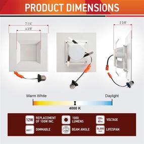 img 2 attached to OSTWIN 6 Inch Square LED Recessed Downlight: Dimmable, Wet Rated, Retrofit, 12W (100W Replacement), 1000 Lm, 4000K (Bright White), ETL Listed