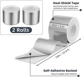 img 1 attached to 🔥 2" x 32.8 ft Heat Shield Tape - Aluminum Foil Heat Reflective Adhesive - Thermal Barrier Foil Tape - Heat Resistant Tape for Hose and Auto Use - 2 Rolls (Silver)