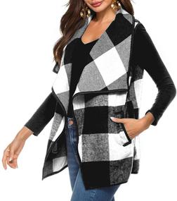img 2 attached to Women Plaid Sleeveless Cardigan Shawl Women's Clothing in Coats, Jackets & Vests