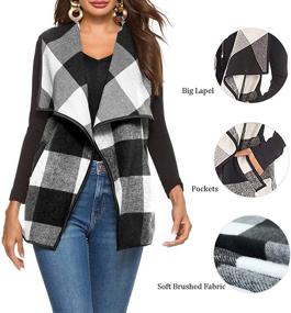 img 1 attached to Women Plaid Sleeveless Cardigan Shawl Women's Clothing in Coats, Jackets & Vests