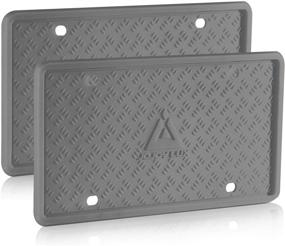 img 4 attached to 🚗 JOJOY LUX 2 Pack Silicone License Plate Frame - Rust-Proof, Rattle-Proof & Weather-Proof - Universal American Auto Frame in Gray