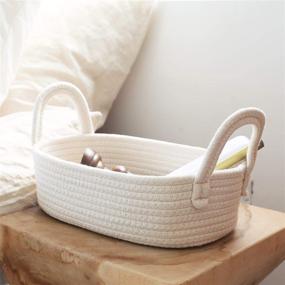 img 2 attached to Set of 4 Storage Baskets - Small White Woven Cotton Rope Bin, Organizers for Baby Nursery, Laundry, and Kid's Toys