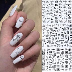 img 2 attached to 3D Flower Nail Stickers: Black Rose & 🌹 Abstract Designs for Acrylic Nails - Self-Adhesive Manicure Decals