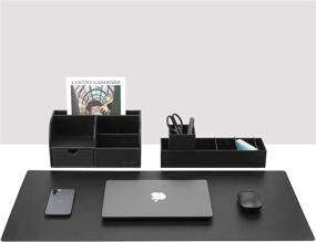 img 2 attached to Vlando Office Supplies Desk Organizer Caddy with Drawer - Convenient Desktop Hanging File Letter Document Storage Holder for Office Home (Black)