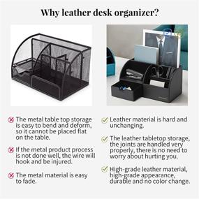 img 1 attached to Vlando Office Supplies Desk Organizer Caddy with Drawer - Convenient Desktop Hanging File Letter Document Storage Holder for Office Home (Black)