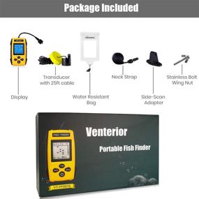 img 3 attached to Venterior Orange Portable Fish Finder Sonar Transducer with LCD Display, Water Depth Finder, and Water Resistant Bag