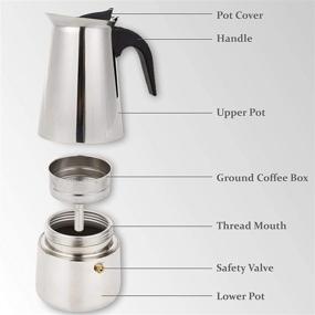 img 3 attached to Кофеварка для плиты elabo и Moka Pot - Подходит для газовых или электрических керамических плит - Итальянская кофеварка для эспрессо, каппучино и латте - Нержавеющая сталь - 10 чашек