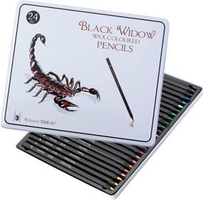 img 4 attached to 🖍️ Взрослые цветные карандаши - Черная вдова 24 цветных карандаша с яркими пигментами - Премиум набор цветных карандашей для раскрасок и художественного рисования