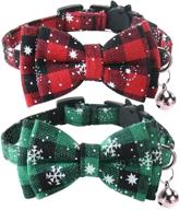 malier christmas snowflake cat collar: adorable pet accessory with bow tie, bell, and adjustable buckle logo