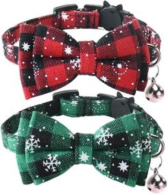 img 4 attached to Malier Christmas Snowflake Cat Collar: Adorable Pet Accessory with Bow Tie, Bell, and Adjustable Buckle