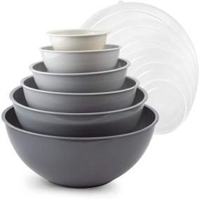 img 4 attached to 12-Piece Nesting Mixing Bowl Set with Lids - Microwave Safe Prep Bowls in Gray Ombre, includes 6 Plastic Mixing Bowls and 6 Lids, by COOK WITH COLOR