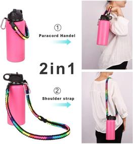 img 3 attached to 🚶 Paracord Handle with Shoulder Strap, Compatible with Wide Mouth Water Bottles 12oz - 64 oz for Hiking, Camping and Walking - Wongeto Holder