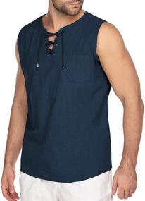 img 3 attached to 👕 Stylish COOFANDY Men's Cotton Hippie Sleeveless Shirts for Fashionable Attire