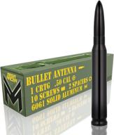 mega racer 50 cal bullet style antenna - high-performing 5.5&#34; am/fm radio antenna for cars | durable solid 6061 aluminum with copper coil | universal fit & car wash safe (black) logo